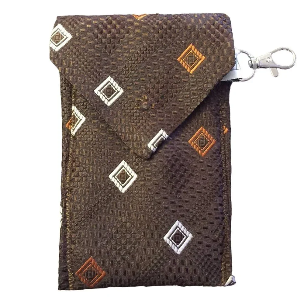 Handmade Upcycled Cosmetic Glasses Purse Pouch Made From Vintage Neck Ties